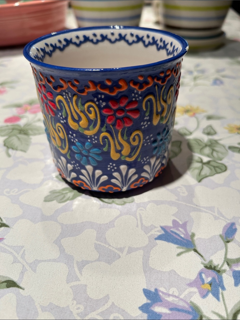 Ceramic pot made in Turkey. From Home Goods. Pet free smoke free home